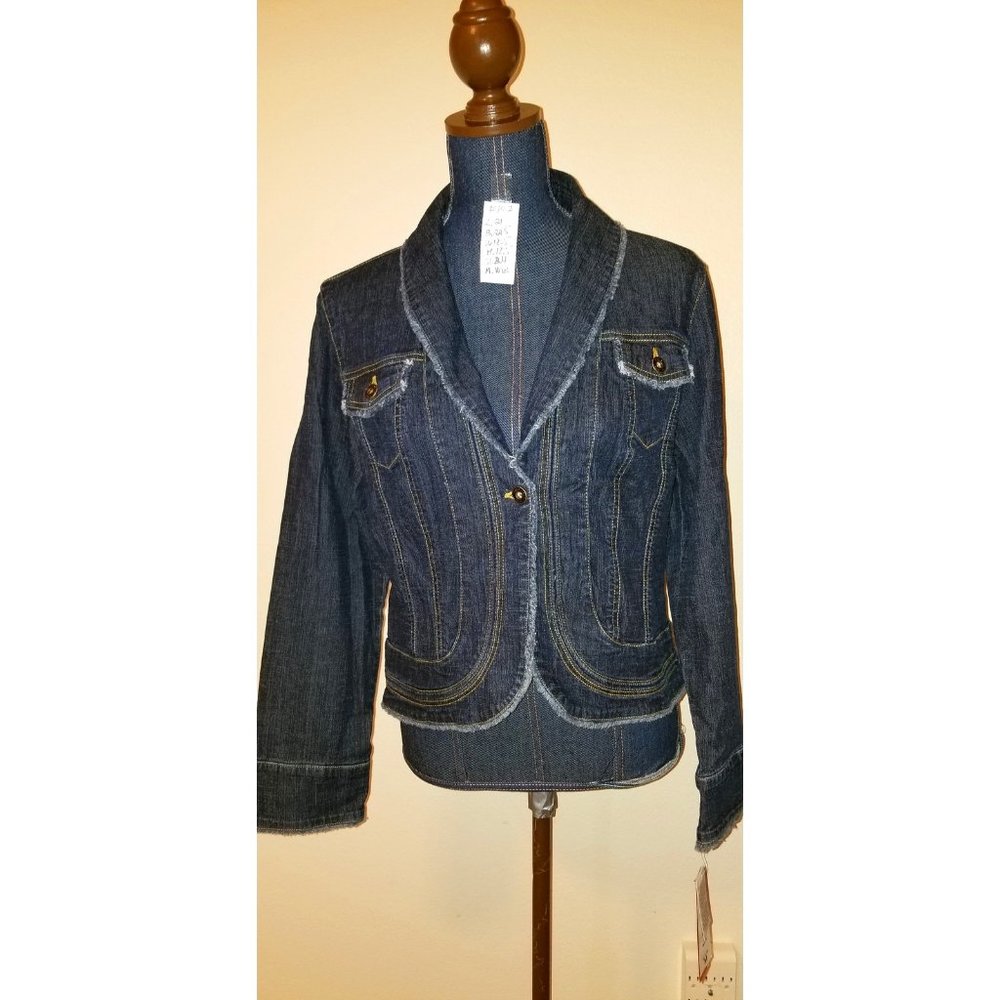 ✅#147 NWT Jones Wear Jeans premium denim fringe jkt